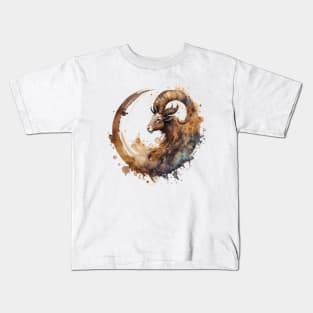 Watercolor Zodiac - Capricorn Kids T-Shirt